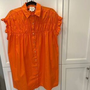 Vibrant Orange Button Dress